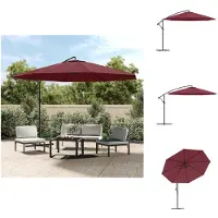 vidaXL Parapluie avec mât en aluminium 350 cm rouge bordeaux - Parasols & Protection solaire