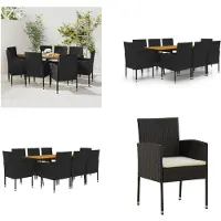 vidaXL 9 pcs. Salon de jardin Poly Rotin Noir - Salon de jardin - Salon de jardin - Salon de terrasse - Salon d'extérieur
