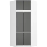 Akord Armoire D'angle Avec Surmeuble Blanc/Gris Graphite 100X50X235