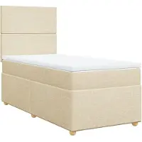 Syfax Sommier à lattes de lit avec matelas Crème 100x200 cm Tissu