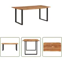 The Living Store Table de salle à manger 180×90×76 cm en bois massif d'acacia