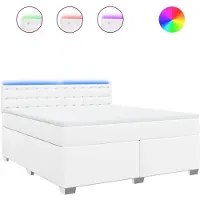 vidaXL Lit boxspring avec matelas blanc 180x200 cm similicuir
