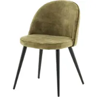 Furnlux Classic FURNLUX Chaise de salle à manger en velours vert et noir 50cm / Hauptfarbe : Grün / Abmessungen : 50 x 57 x 77 cm