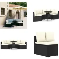 vidaXL Ensemble de salon de jardin 5 pièces avec coussins Poly Rotin Noir - Ensemble de salon de jardin - Ensemble de salon de jardin - Salon de jardin
