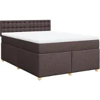 vidaXL Lit boxspring avec matelas brun foncé 160x200 cm Tissu