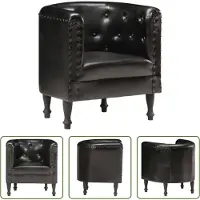 The Living Store Fauteuil noir en cuir véritable