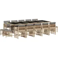 vidaXL Ensemble de jardin 15 pièces avec coussins Mélange beige Poly rotin