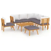 Syfax Salon de jardin 8 pcs avec coussins Bois d'acacia solide