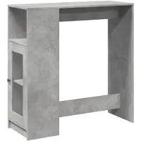 Syfax Table de bar avec étagères gris béton bois d'ingénierie
