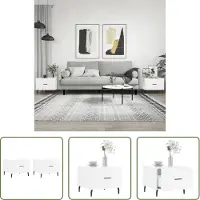 The Living Store Tables basses 2 pcs. Blanc brillant 50x50x40 cm Bois composite