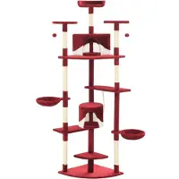 Syfax Arbre à chat avec griffoirs en sisal 203 cm Rouge et Blanc