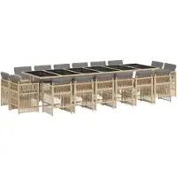 Syfax Ensemble à manger de jardin et coussins 17 pcs mélange beige