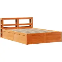 vidaXL Lit en bois massif avec tête de lit brun cireux 120x200 cm pin
