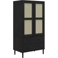 vidaXL Armoire SENJA aspect rotin noir 90x55x175 cm