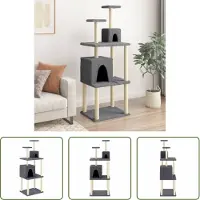 The Living Store Arbre à chat avec colonnes à griffer en sisal Gris foncé 167 cm