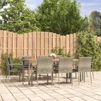 Prolenta Maison Exclusive - Ensemble de salle à manger de jardin 9 pièces avec coussins, rotin synthétique gris