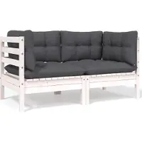 Prolenta Maison Exclusive - Canapé de jardin 2 places avec coussins, en pin massif blanc