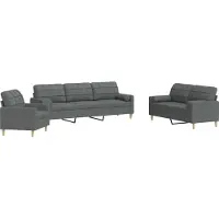 Syfax Ensemble de canapés 3 pcs coussins décoratifs gris foncé tissu