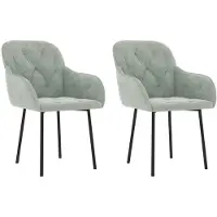Syfax Chaises à manger lot de 2 Gris clair Velours