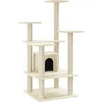 Syfax Arbre à chat avec griffoirs en sisal Crème 110 cm