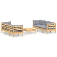 vidaXL Ensemble de salon de jardin 7 pièces avec coussins gris en pin