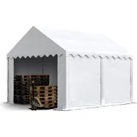 TOOLPORT Tente de Stockage 4x4 m abri bâche PVC 750 N imperméable blanc avec cadre de sol