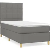 Syfax Sommier à lattes de lit et matelas Gris foncé 90x190 cm Tissu