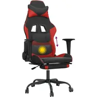 Syfax Chaise de jeu de massage avec repose-pied Noir&Rouge Similicuir