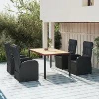 Prolenta Maison Exclusive - Ensemble de salle à manger de jardin 5 pièces avec coussins, rotin synthétique noir
