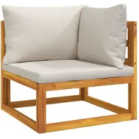 Syfax Canapé d'angle sectionnel avec coussins gris clair bois acacia