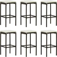 Syfax Tabourets de bar avec coussins lot de 6 marron résine tressée
