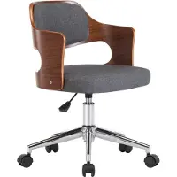 Syfax Chaise pivotante de bureau Gris Bois courbé et tissu