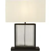 Searchlight Lampe De Table Clarendon 1Lt, Verre Trempé, Abat-Jour Velours Blanc Cassé. Noir Mat