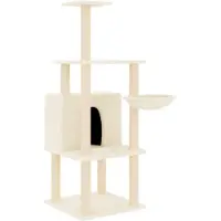 Syfax Arbre à chat avec griffoirs en sisal crème 132 cm