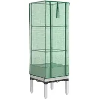 vidaXL Lit surélevé avec serre aspect rotin 40x40x140 cm