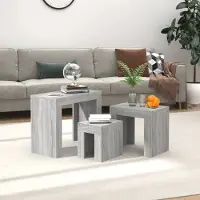 Prolenta Maison Exclusive - Tables gigognes 3 pièces Gris Sonoma Matériau dérivé du bois