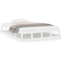 Syfax Cadre de lit sans matelas blanc 200x200 cm bois massif