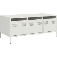Syfax Table basse blanc 101,5x50x43,5 cm acier laminé à froid