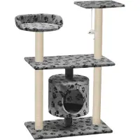 Syfax Arbre à chat avec griffoir en sisal 95 cm Gris Motif de pattes