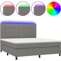 Syfax Sommier à lattes de lit et matelas et LED Gris foncé 180x200 cm