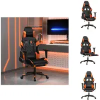 vidaXL Chaise de jeu avec massage & repose-pieds noir orange similicuir - chaise de jeu