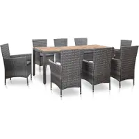 Prolenta Maison Exclusive - Ensemble de jardin 9 pièces avec coussins en polyrotin gris