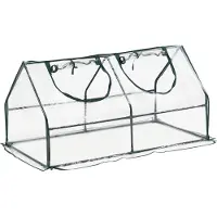 En.casa Mini-serre Laubach 120x60x60cm Serre en film plastique pour l'extérieur avec fermeture éclair et 2 fenêtres Transparent