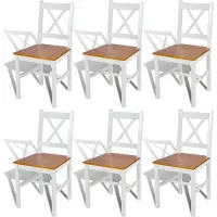 Syfax Chaises à manger lot de 6 blanc pinède
