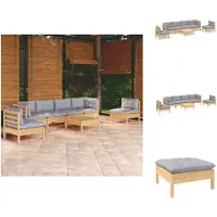 vidaXL Ensemble de salon de jardin 7 pièces avec coussins gris pin massif - Ensembles de meubles de jardin