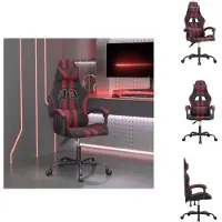 vidaXL Chaise de jeu pivotante noir et bordeaux similicuir - Fauteuil de jeu