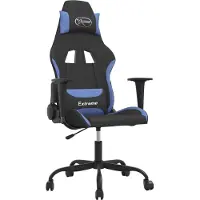 Syfax Chaise de jeu de massage Noir et bleu Tissu
