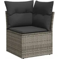 Syfax Canapé de jardin modulaire avec coussins gris, en résine tressée et acier, rangement intégré avec sac étanche, résistant aux UV, 62 x 62 x 69 cm