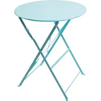 Bolero Table de patio ronde pliante en acier bleu azur 60 cm