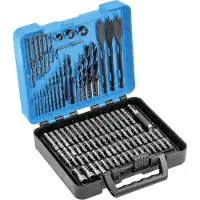 Högert Technik - Set de Outils de perçage et de vissage, 100 pièces (embouts, têtes, tournevis), Emballage de plastique stable, stockage sûr et transport facile de las